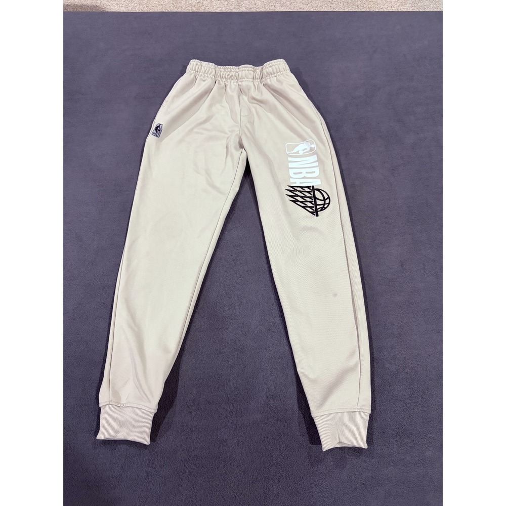 NBA Basketball Joggers Pants Boys 14-16 Beige Mid Rise Tapered Leg Drawstring